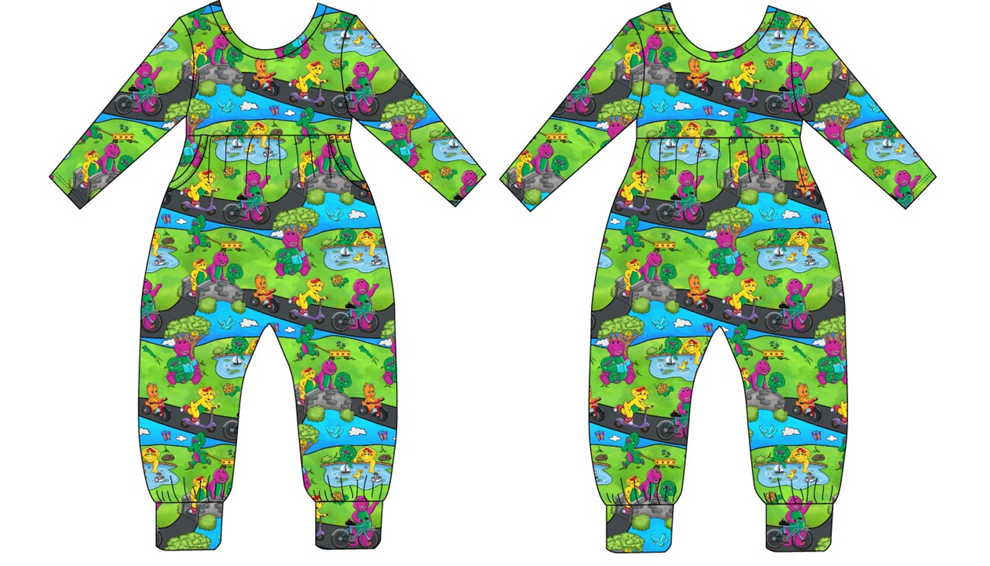 Purple Dinosaur Quarter Sleeve Duckie Romper (Daywear)