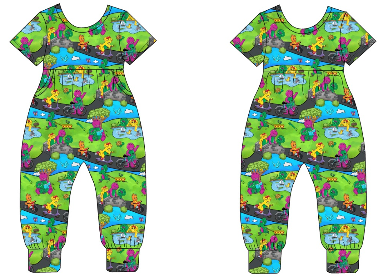 Purple Dinosaur Short Sleeve Duckie Romper (Daywear)