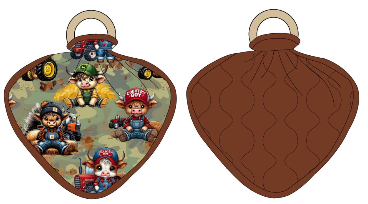 Country Boys Wooden Ring Quilted Lovey