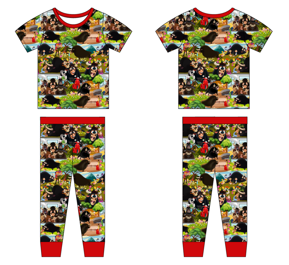 Flower Bull 2 Piece Short Sleeve and Pants Pajamas