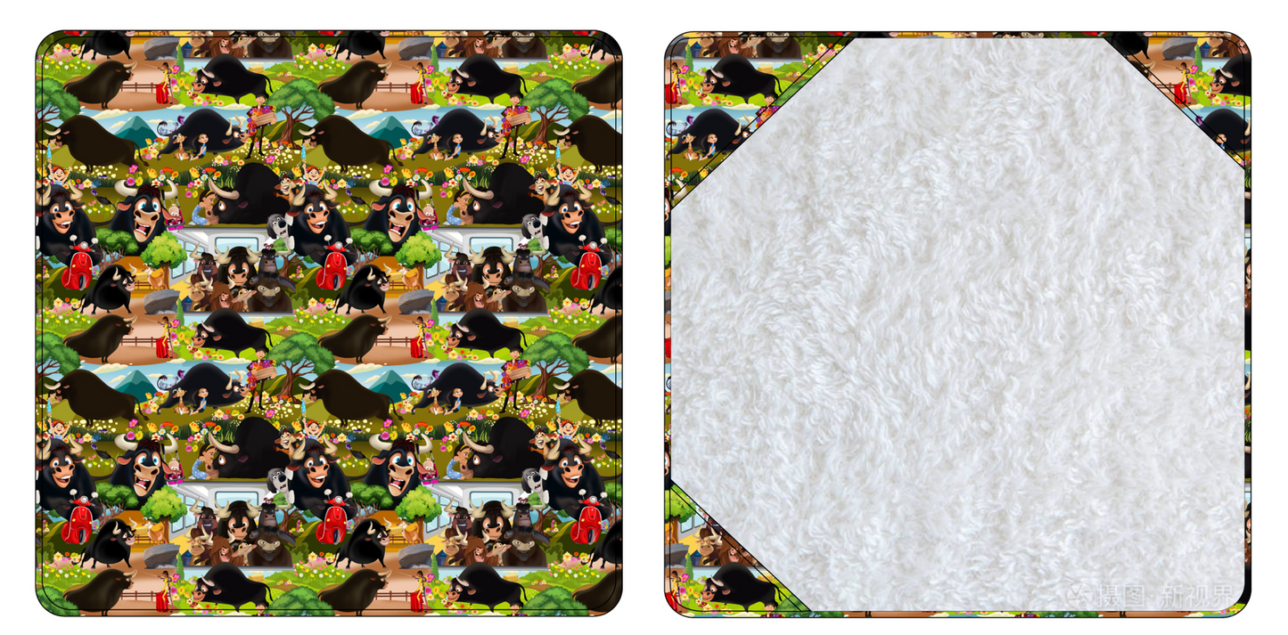 Flower Bull Bamboo French Terry Hooded Towel