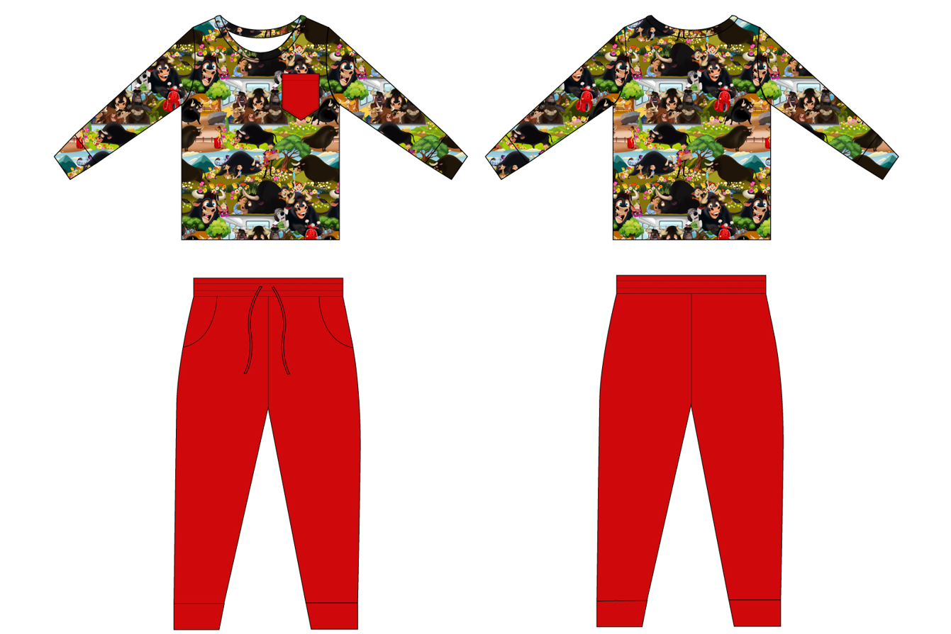 Flower Bull 2 Piece Long Sleeve Shirt and Joggers (Daywear)