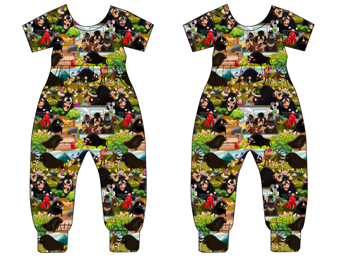 Flower Bull Short Sleeve Duckie Romper (Daywear)