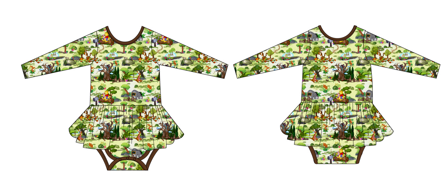 Forest Friends Long Sleeve Bodysuit Twirl (Daywear)