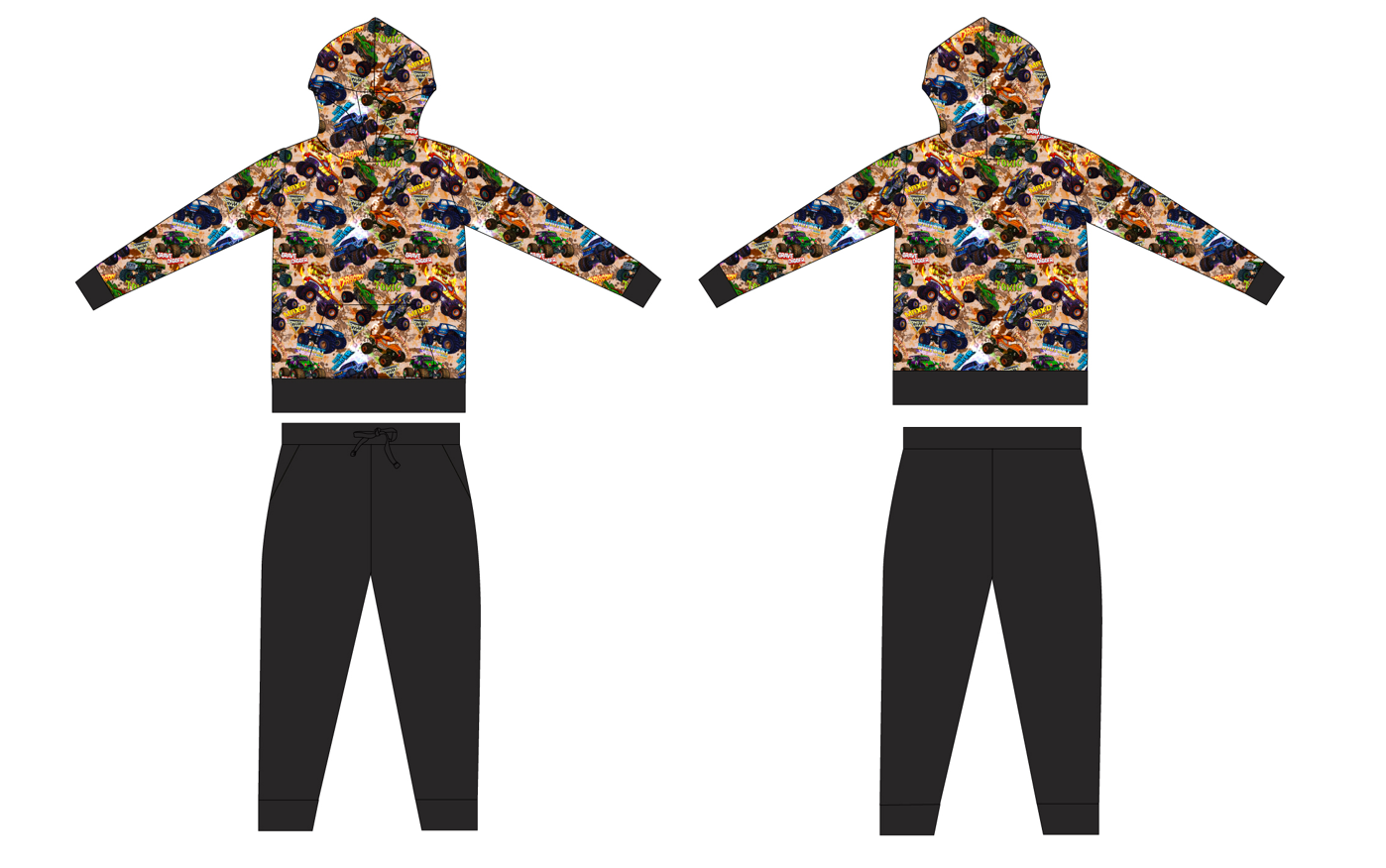 Monster Trucks - Old School - French Terry Hoodie and Joggers (Daywear)