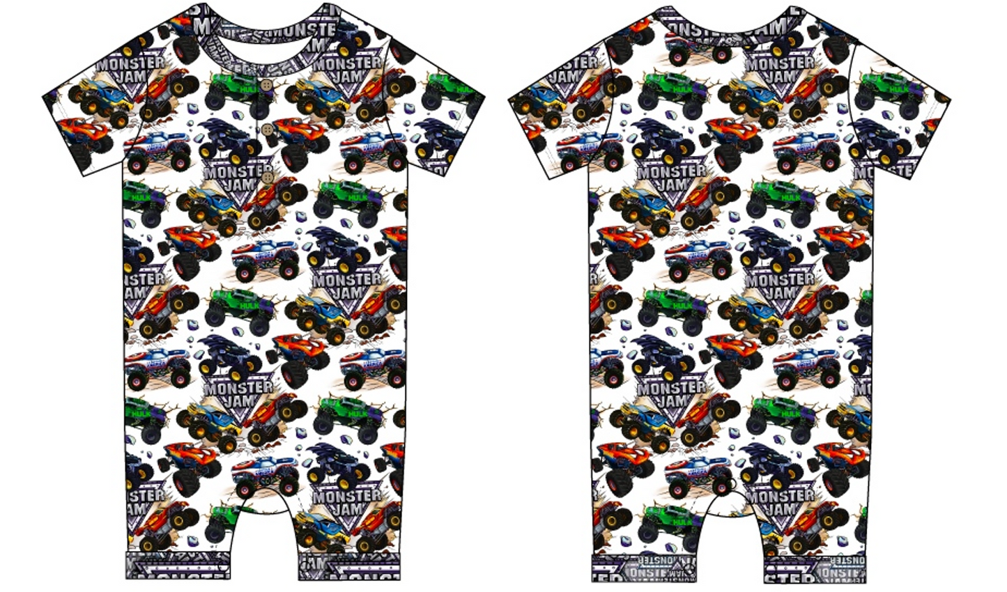 Monster Trucks Shorty with Buttons and Snaps (Daywear)