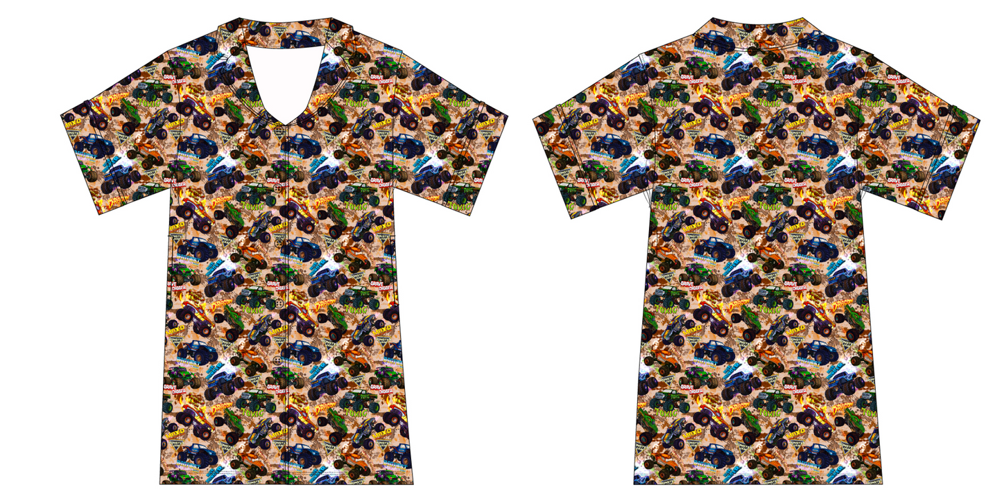 Monster Trucks - Old School - Adult Moo Moo with Pockets