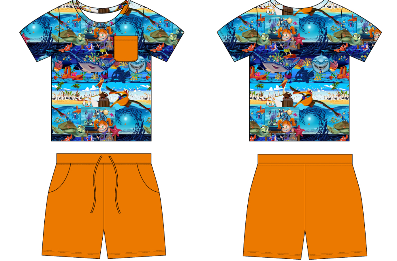 Just Keep Swimming 2 Piece Pocket Tee and Shorts (Daywear)