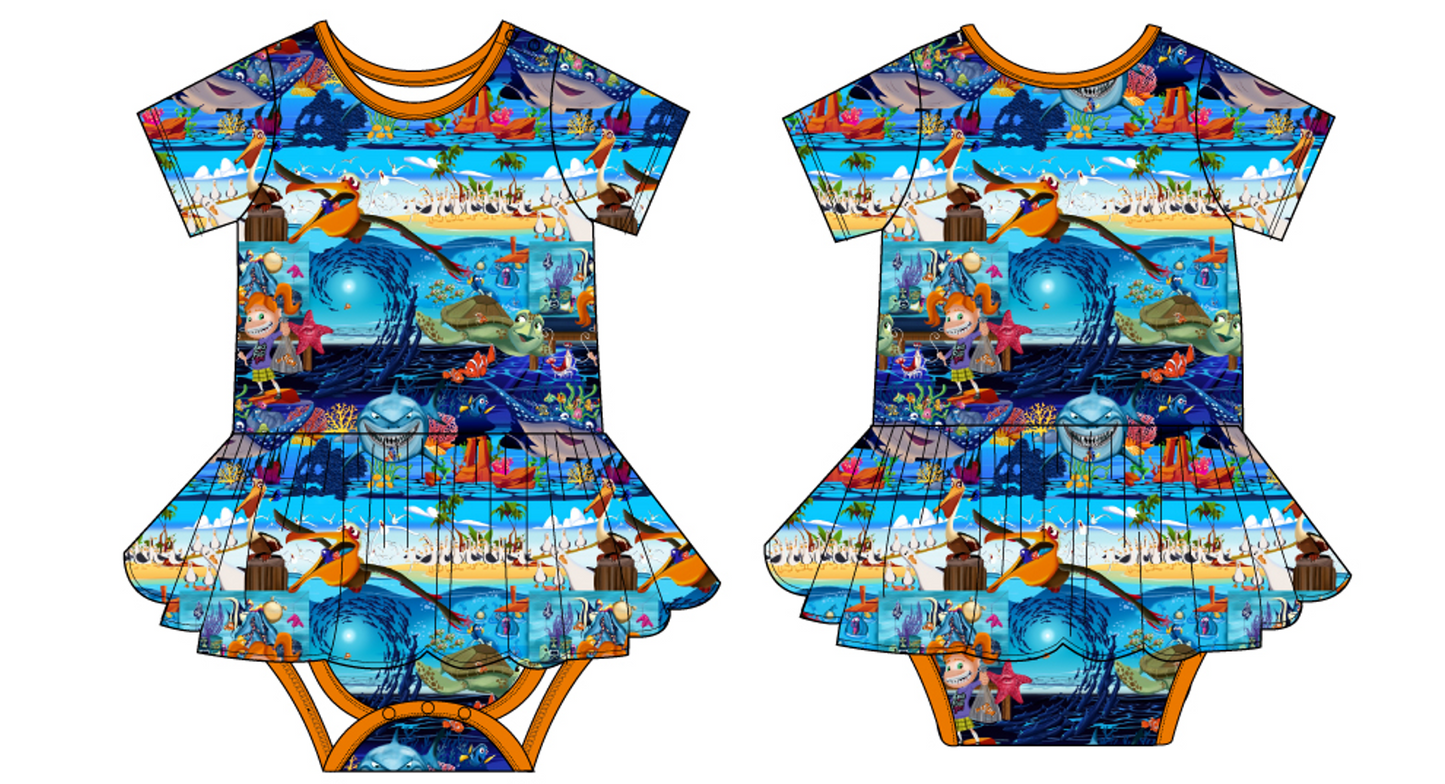 Just Keep Swimming Short Sleeve Bodysuit Twirl (Daywear)