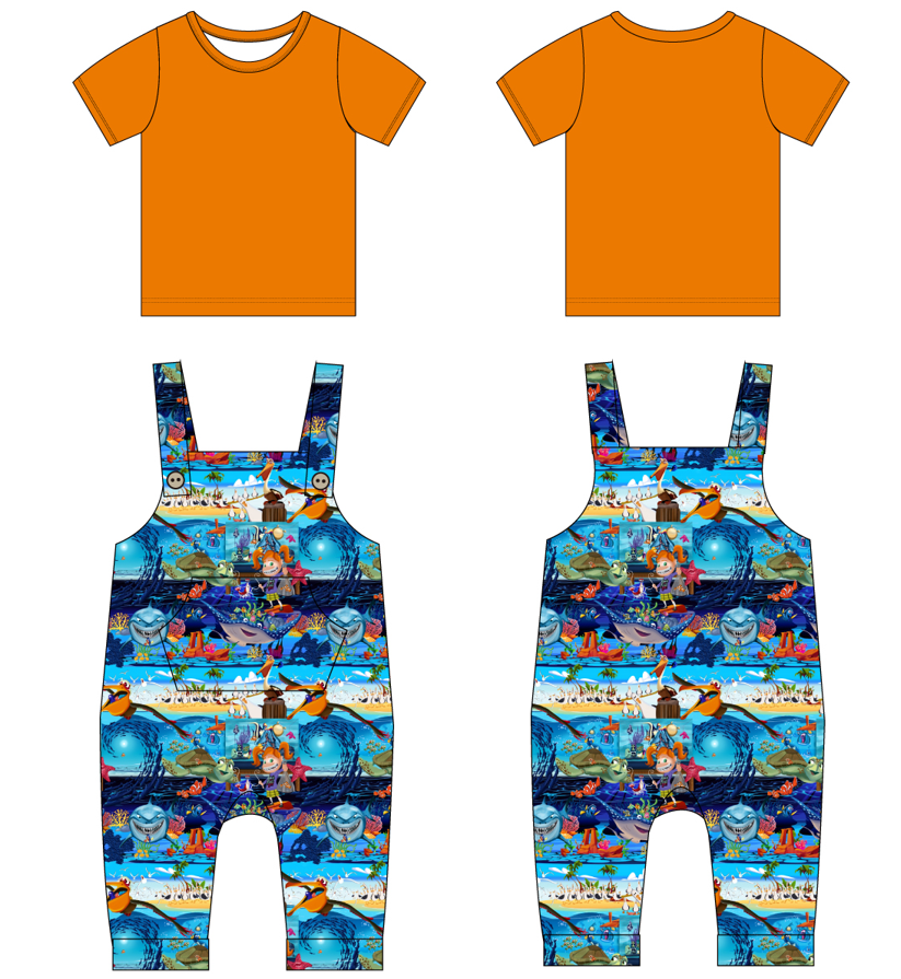 Just Keep Swimming Short Sleeve Shirt and Overalls (Daywear)