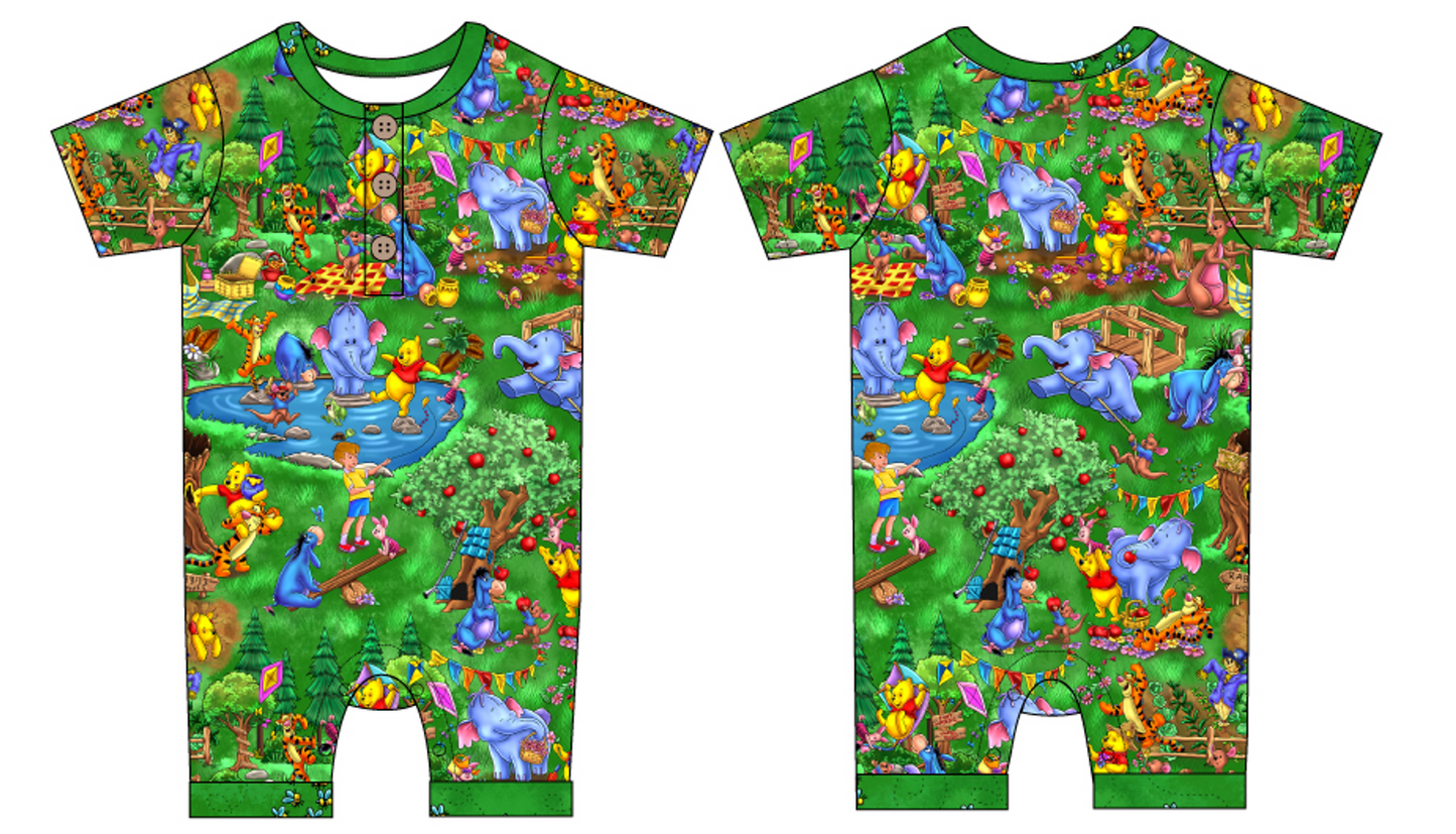 Pooh Picnic Shorty with Buttons and Snaps (Daywear)