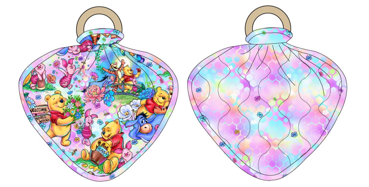 Hunny Bear Wooden Ring Quilted Lovey
