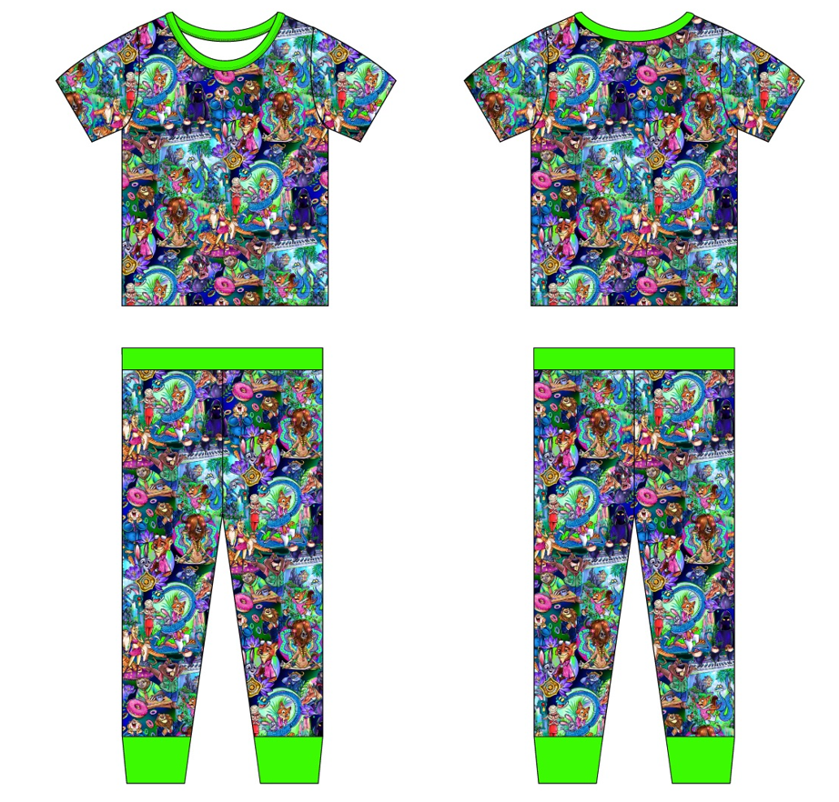 Zoo Friends 2 Piece Short Sleeve and Pants Pajamas