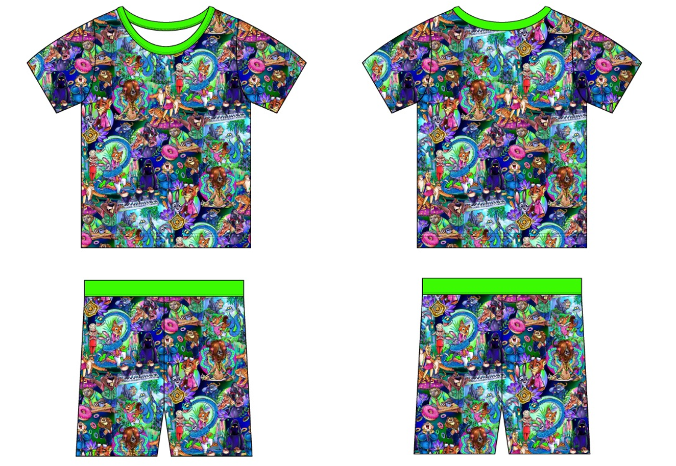 Zoo Friends 2 Piece Short Sleeve and Shorts Pajamas