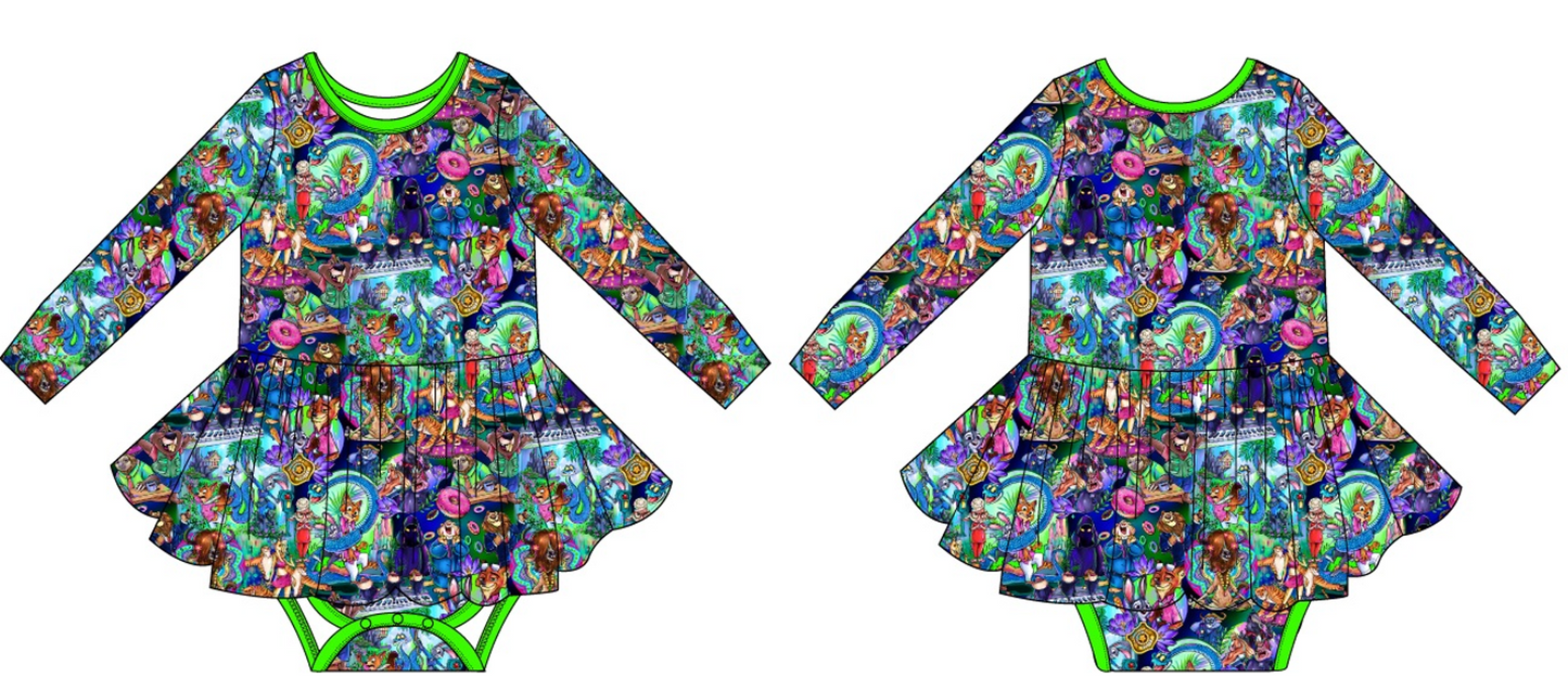 Zoo Friends Long Sleeve Bodysuit Twirl (Daywear)