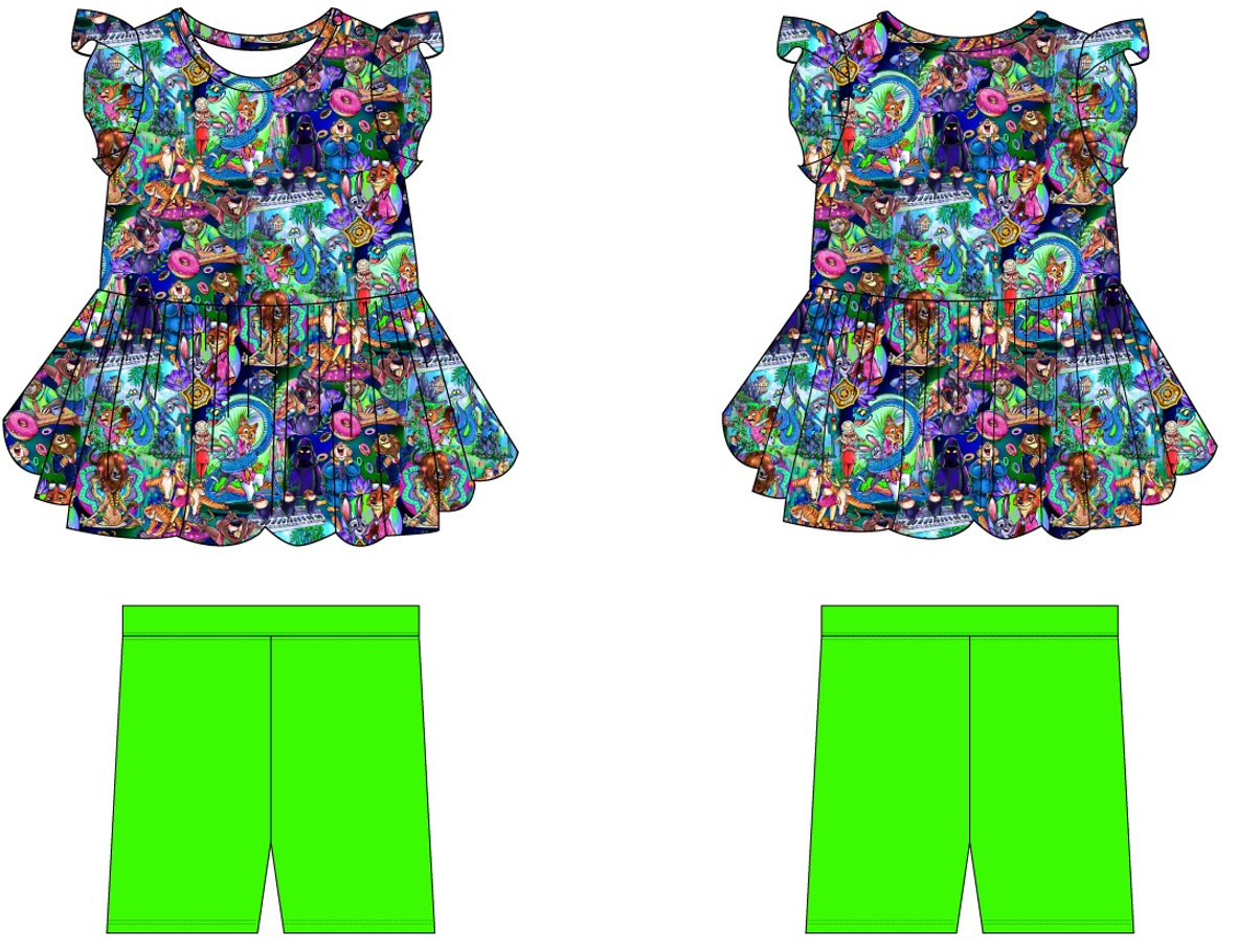 Zoo Friends Short Sleeve Peplum and Shorts (Daywear)