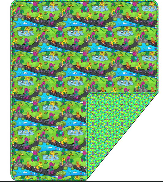 Purple Dinosaur Quilted Blanket