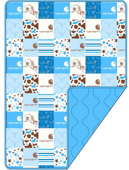 Western Hartt Blue Quilted Blanket