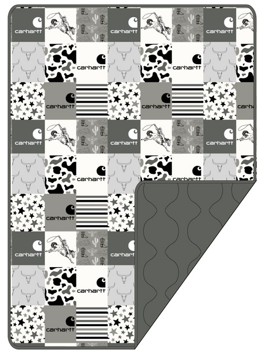 Western Hartt Grey Quilted Blanket