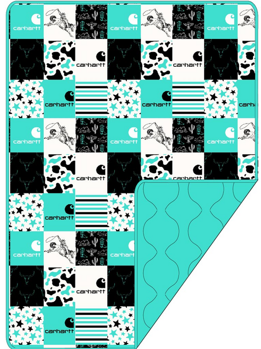 Western Hartt Teal Quilted Blanket