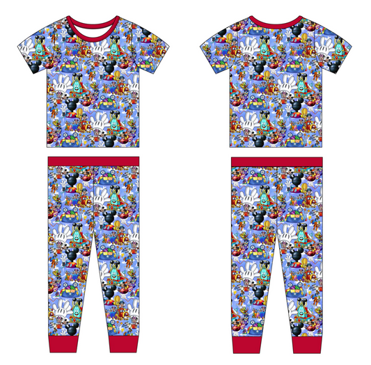 Clubhouse Fun 2 Piece Short Sleeve and Pants Pajamas