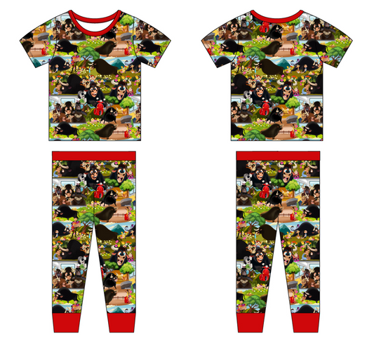 Flower Bull 2 Piece Short Sleeve and Pants Pajamas