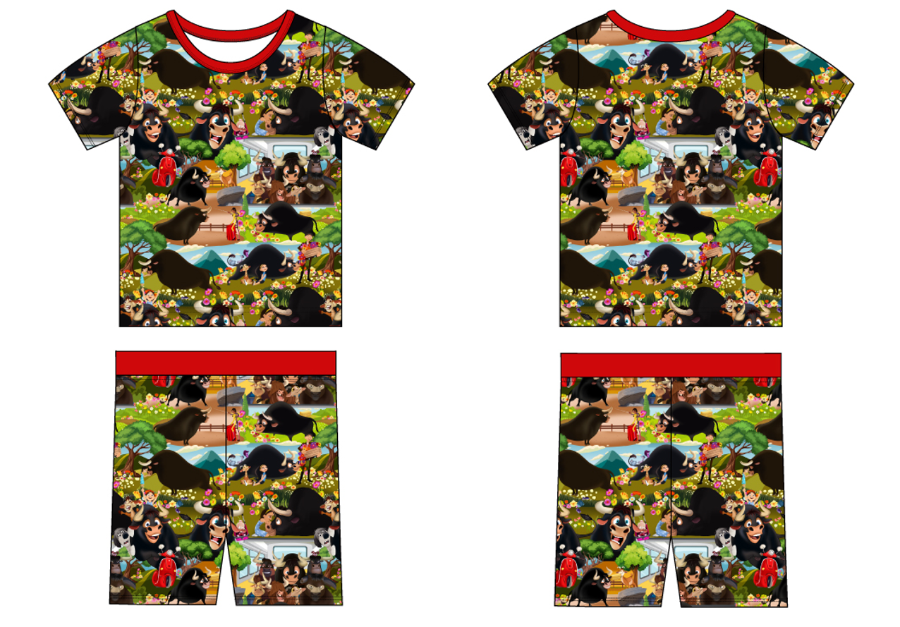 Flower Bull 2 Piece Short Sleeve and Shorts Pajamas