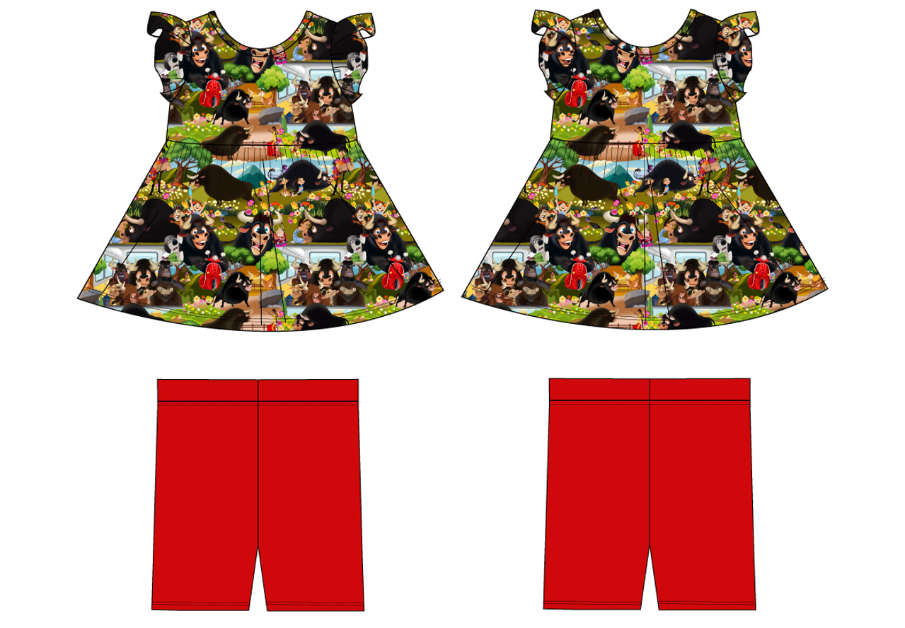 Flower Bull Short Sleeve Peplum and Shorts (Daywear)
