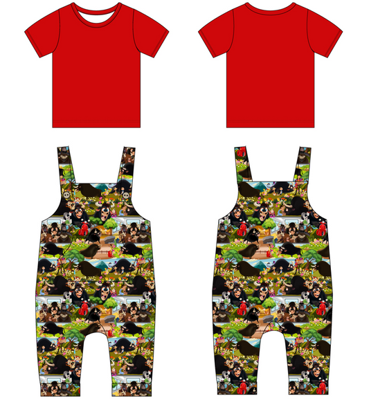 Flower Bull Short Sleeve Shirt and Overalls (Daywear)