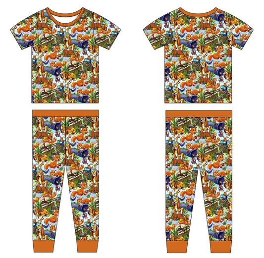 Playful Pals 2 Piece Short Sleeve and Pants Pajamas