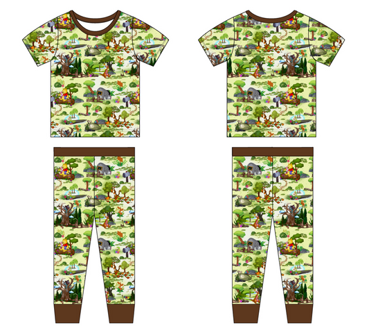 Forest Friends 2 Piece Short Sleeve and Pants Pajamas