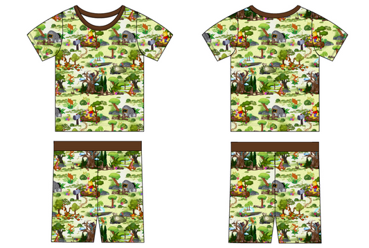Forest Friends 2 Piece Short Sleeve and Shorts Pajamas