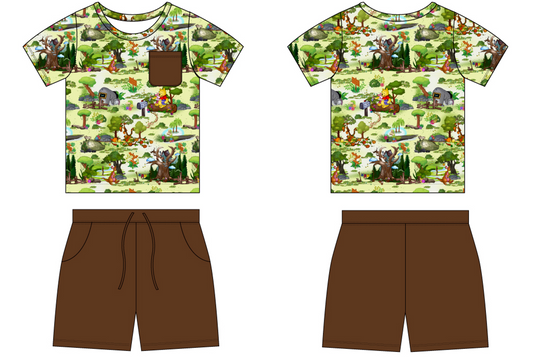 Forest Friends 2 Piece Pocket Tee and Shorts (Daywear)