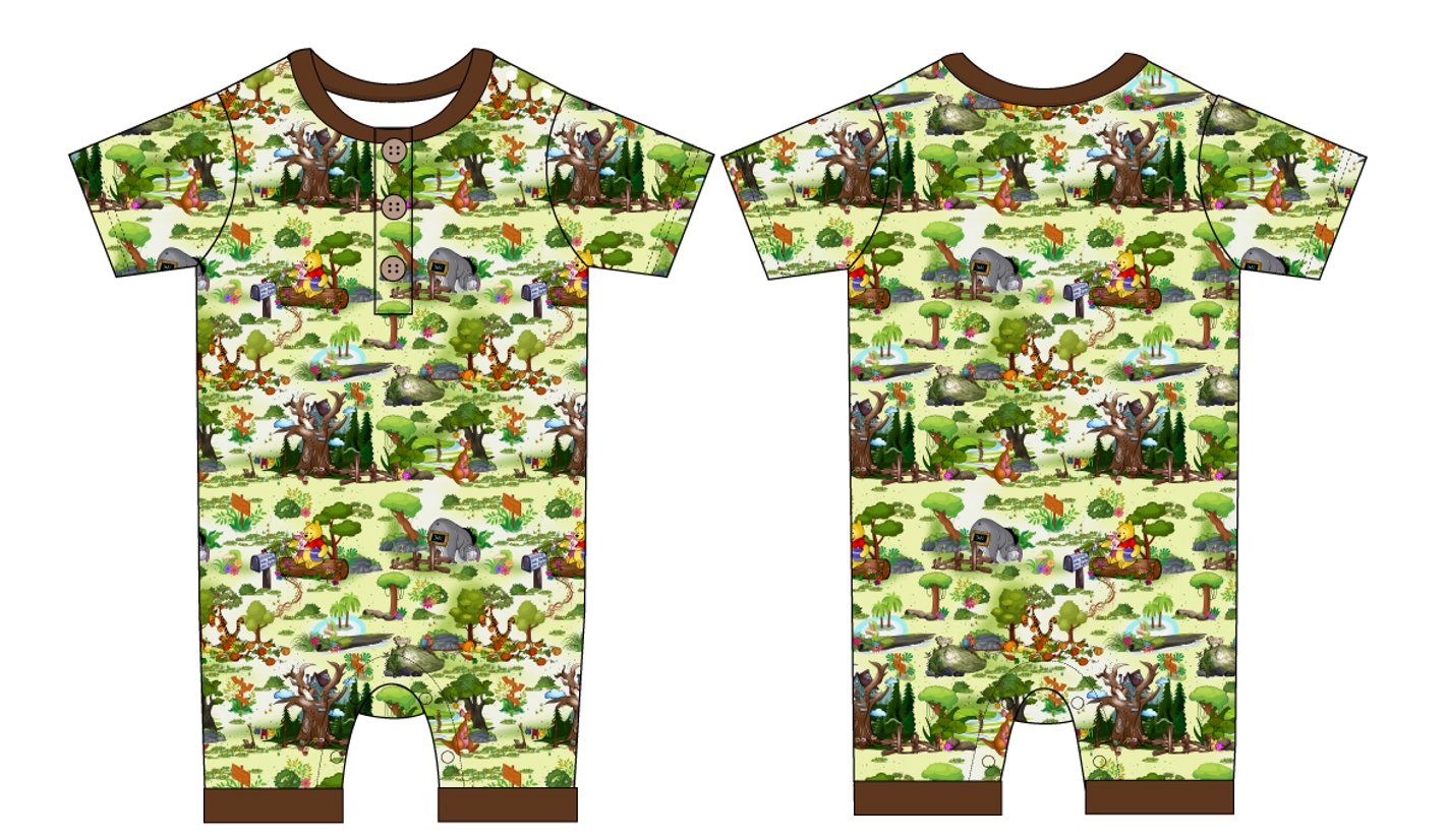 Forest Friends Shorty with Buttons and Snaps (Daywear)