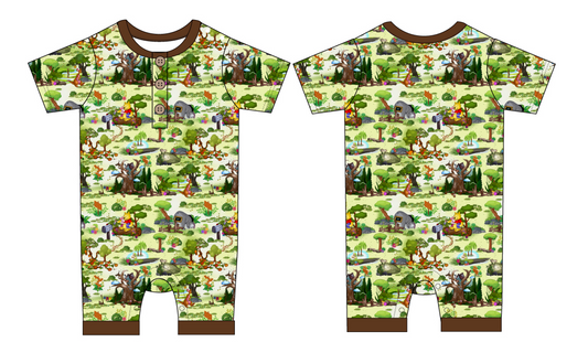 Forest Friends Shorty with Buttons and Snaps (Daywear)