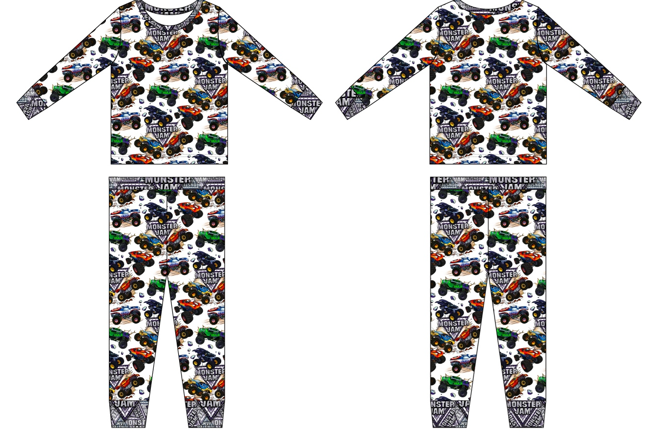 Monster Trucks 2 Piece Long Sleeve and Pants Pajamas