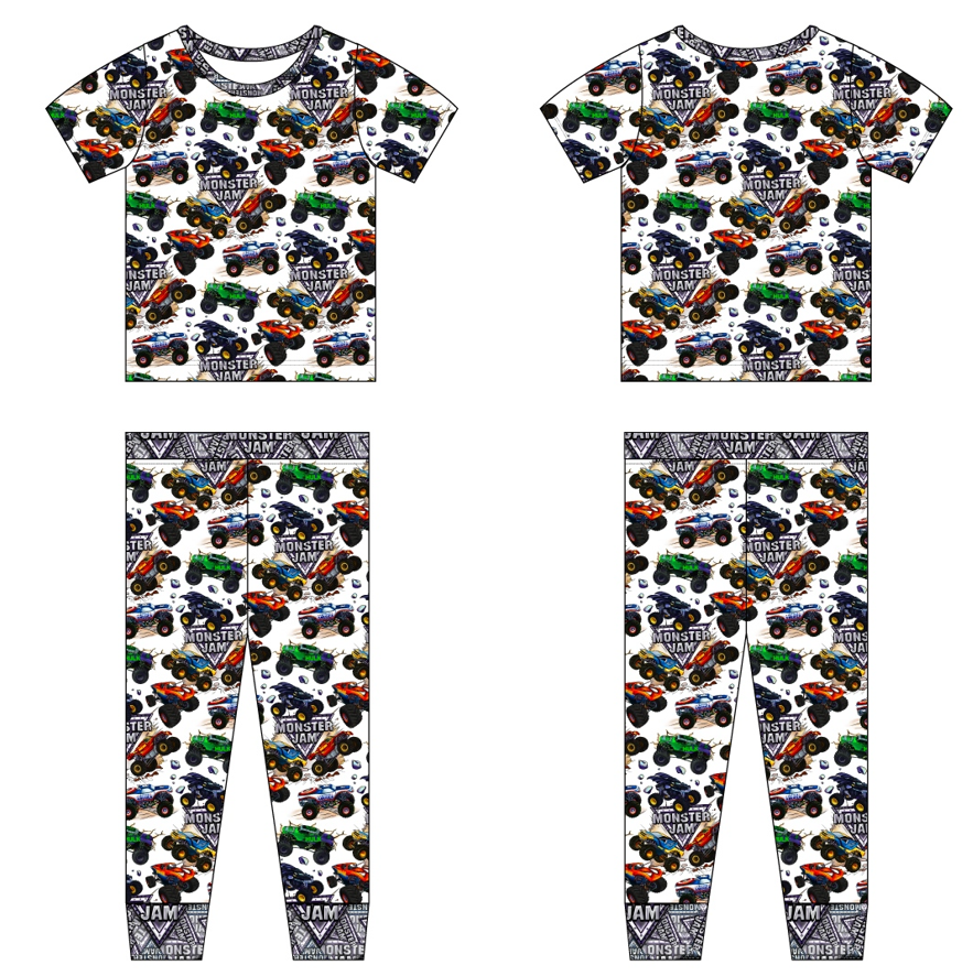 Monster Trucks 2 Piece Short Sleeve and Pants Pajamas