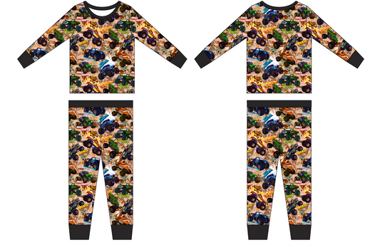 Monster Trucks - Old School - 2 Piece Long Sleeve and Pants Pajamas