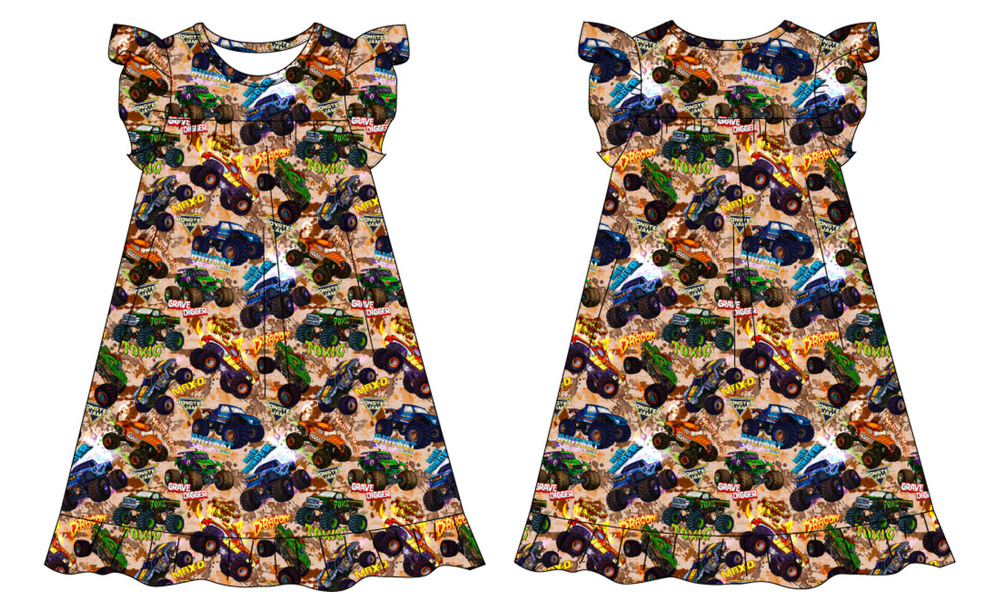 Monster Trucks - Old School - Kids Sleeper Gown with Pockets