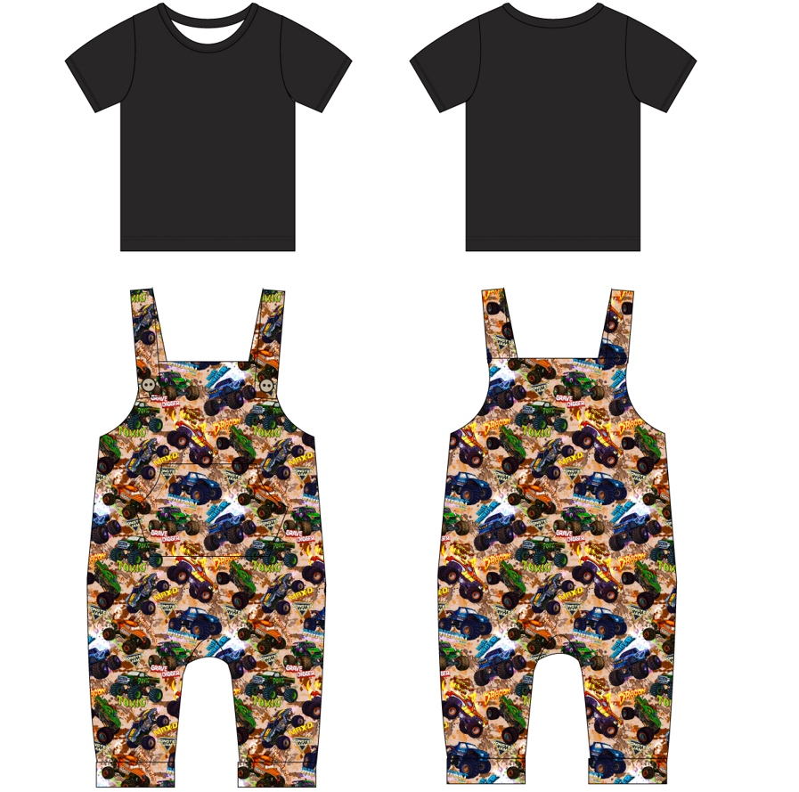 Monster Trucks - Old School - Short Sleeve Shirt and Overalls (Daywear)