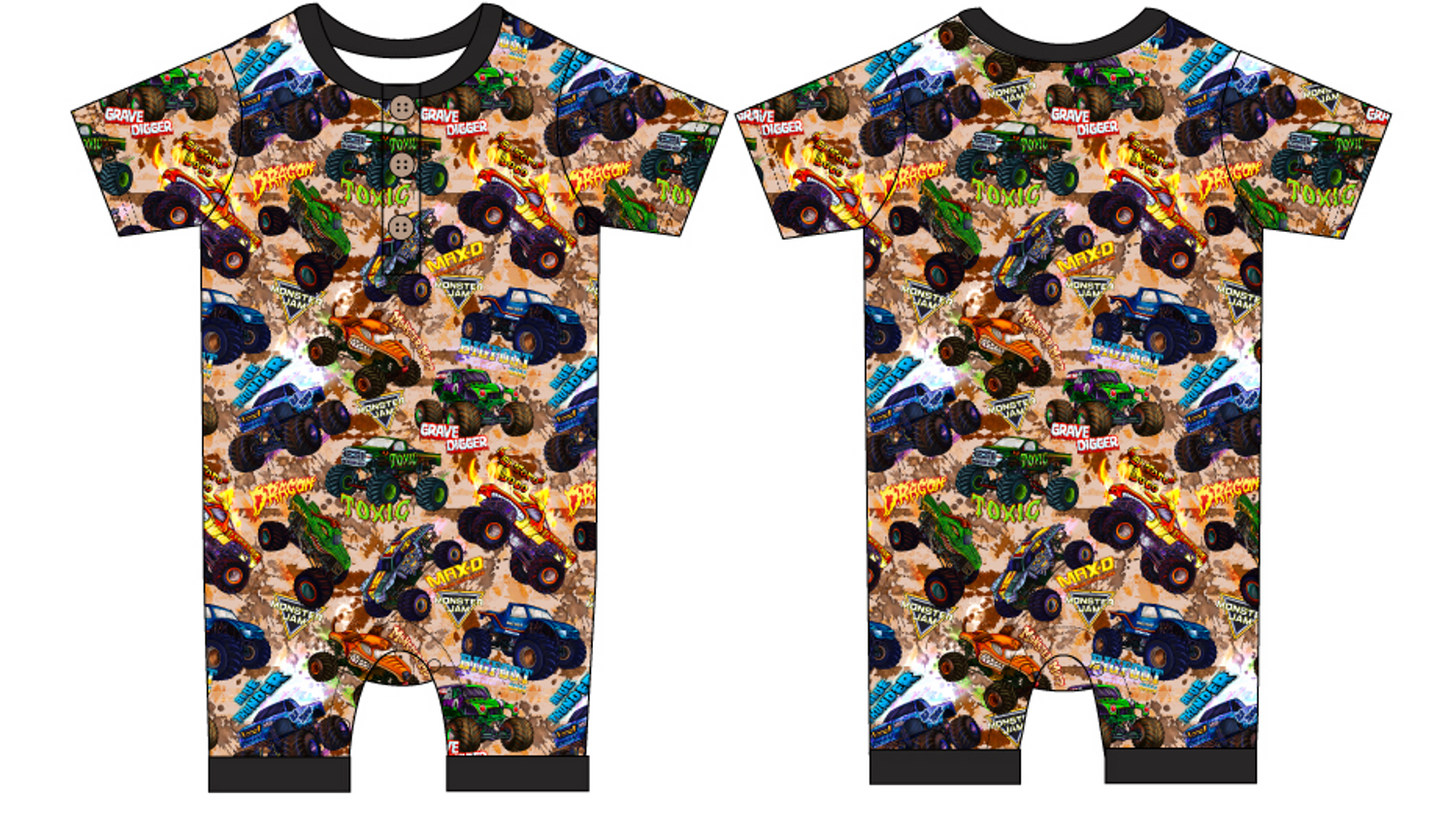 Monster Trucks - Old School - Shorty with Buttons and Snaps (Daywear)