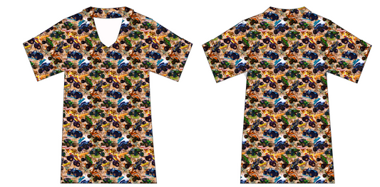 Monster Trucks - Old School - Adult Moo Moo with Pockets