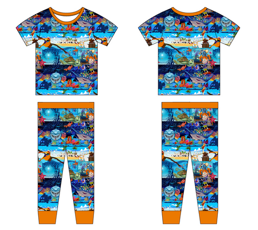 Just Keep Swimming 2 Piece Short Sleeve and Pants Pajamas