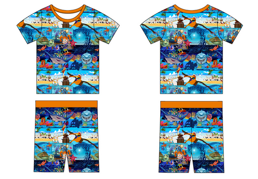 Just Keep Swimming 2 Piece Short Sleeve and Shorts Pajamas