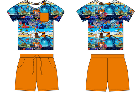 Just Keep Swimming 2 Piece Pocket Tee and Shorts (Daywear)