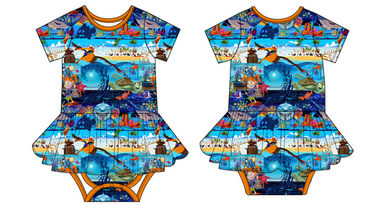 Just Keep Swimming Short Sleeve Bodysuit Twirl (Daywear)