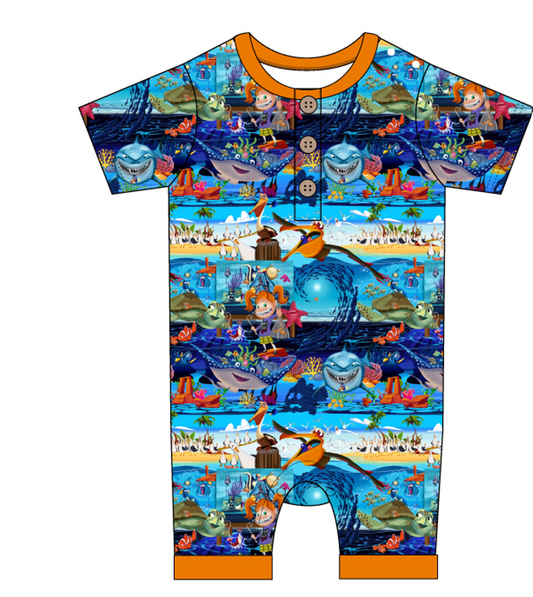 Just Keep Swimming Shorty with Buttons and Snaps (Daywear)