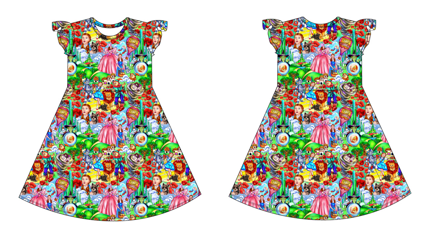Dorothy Short Sleeve Twirl Dress with Flutter Sleeves