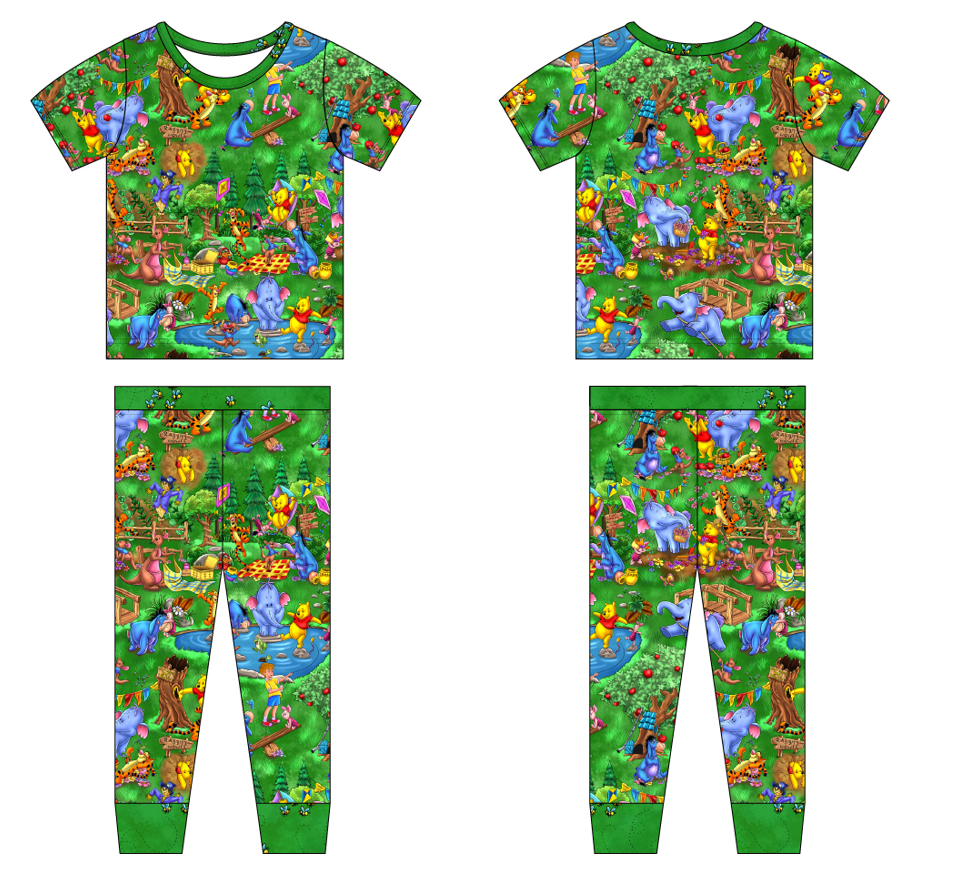 Pooh Picnic 2 Piece Short Sleeve and Pants Pajamas