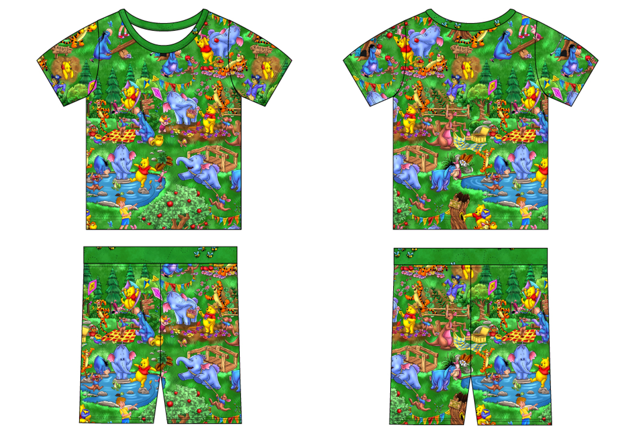 Pooh Picnic 2 Piece Short Sleeve and Shorts Pajamas